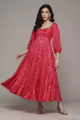 Red penelope long dress by label ritu kumar