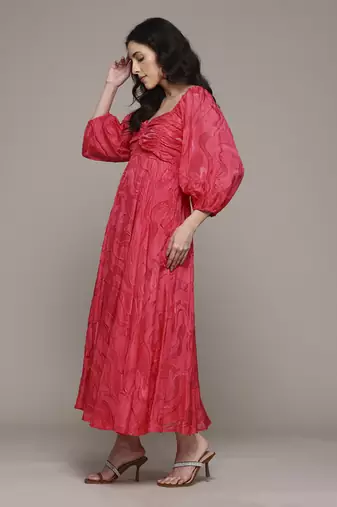 Red penelope long dress by label ritu kumar