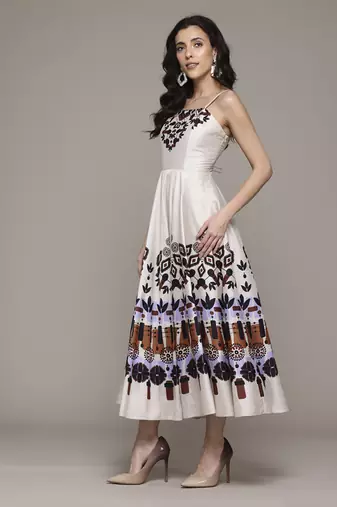 Ecru norah long dress by label ritu kumar
