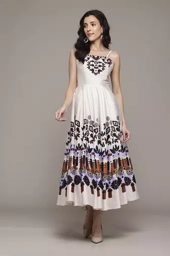 Ecru norah long dress by label ritu kumar