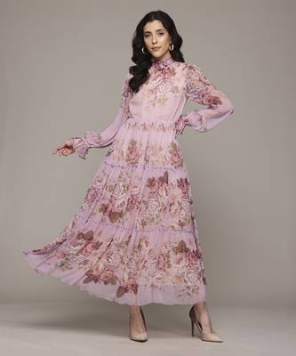 Pink jovie long dress by label ritu kumar 1