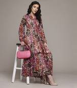 Multi color felix long dress with camisole by label ritu kumar