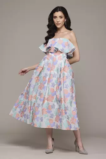 Multi eloise off-shoulder long dress by label ritu kumar