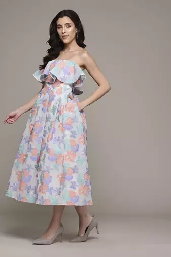 Multi eloise off-shoulder long dress by label ritu kumar