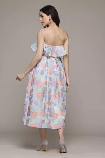 Multi eloise off-shoulder long dress by label ritu kumar