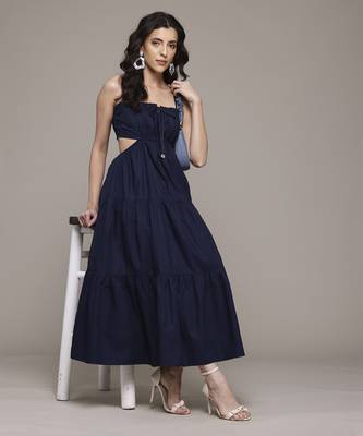 Navy dorena long dress by label ritu kumar 1