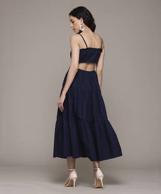 Navy dorena long dress by label ritu kumar 2