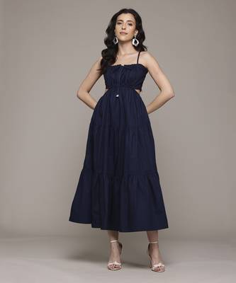 Navy dorena long dress by label ritu kumar 5