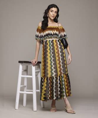 Multi color auriane off-shoulder long dress by label ritu kumar 1