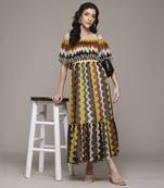 Multi color auriane off-shoulder long dress by label ritu kumar