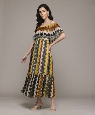 Multi color auriane off-shoulder long dress by label ritu kumar 3