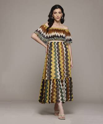 Multi color auriane off-shoulder long dress by label ritu kumar 4