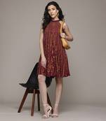 Burgundy arabesq short dress by label ritu kumar