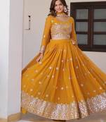 yellow Heavy work georgette haldi  lehenga choli with dupatta 