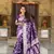 Purple soft Silk Blend saree with zari weaving meenakari design