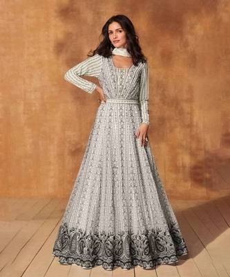 Multicolor georgette anarkali  with dupatta 1