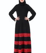 Red Embroidered Lace Abaya