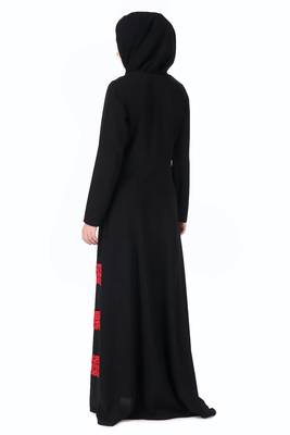 Red Embroidered Lace Abaya 5