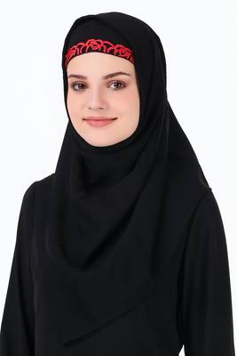 Red Embroidered Lace Abaya 6