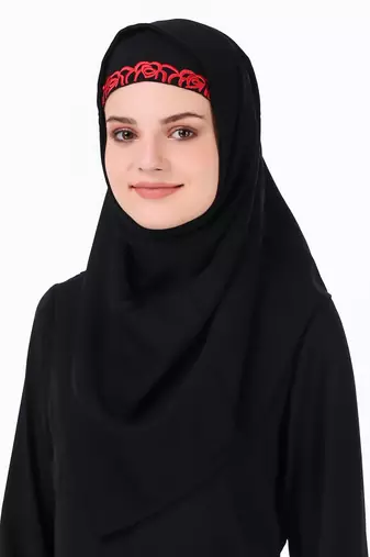 Red Embroidered Lace Abaya