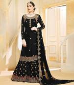 Black embroidered faux georgette salwar