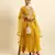 Mustard Yellow Sequence Embroidered Pure Chanderi Silk Anarkali Flare Kurta With Pant & Dupatta Set