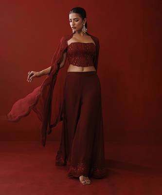 Maroon corset & pallazo set 2