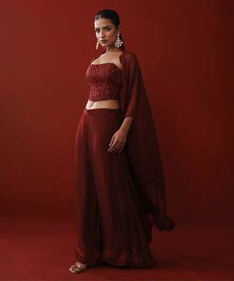 Maroon corset & pallazo set 3