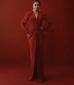 Rustic red bold shoulder dress