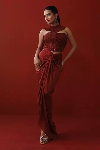 Maroon corset set
