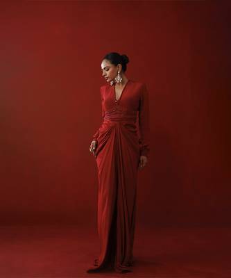 Rustic red bold shoulder dress 2