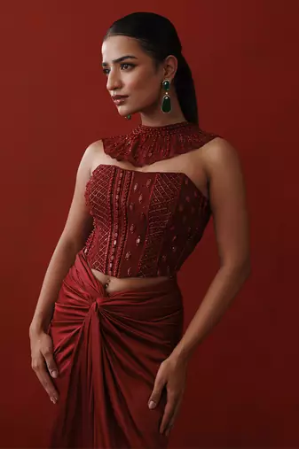 Maroon corset set