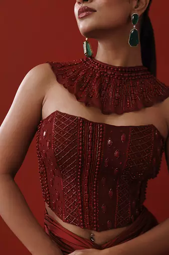 Maroon corset set