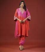 Pink and orange ombre kurta set