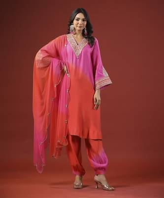 Pink and orange ombre kurta set 2