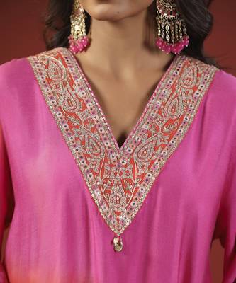 Pink and orange ombre kurta set 5