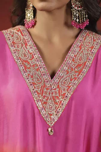 Pink and orange ombre kurta set