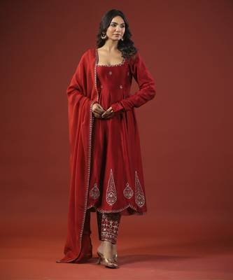 Rustic red anarkali set 2