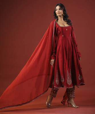 Rustic red anarkali set 5