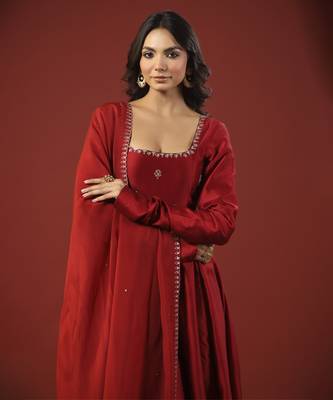 Rustic red anarkali set 6