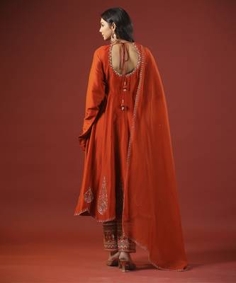 Rustic orange anarkali set 2
