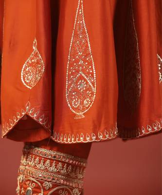 Rustic orange anarkali set 4