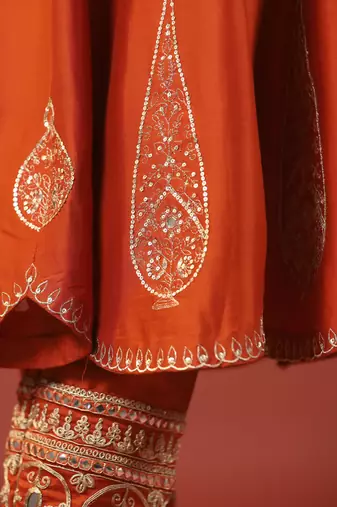 Rustic orange anarkali set