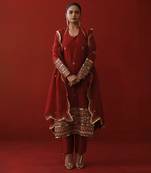 Rustic red halter neck kurta set