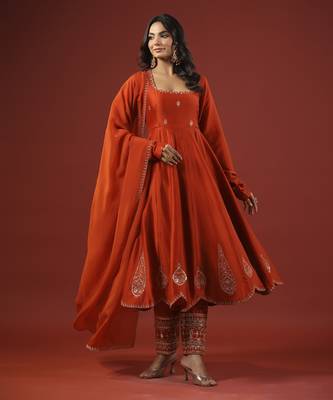 Rustic orange anarkali set 5
