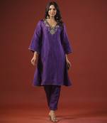 Purple a-line kurta set