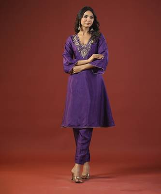 Purple a-line kurta set 2