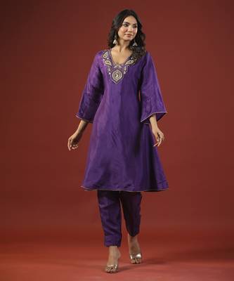 Purple a-line kurta set 3