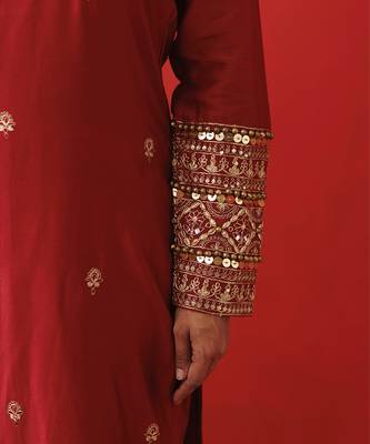 Rustic red halter neck kurta set 4
