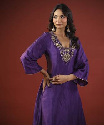 Purple a-line kurta set 4
